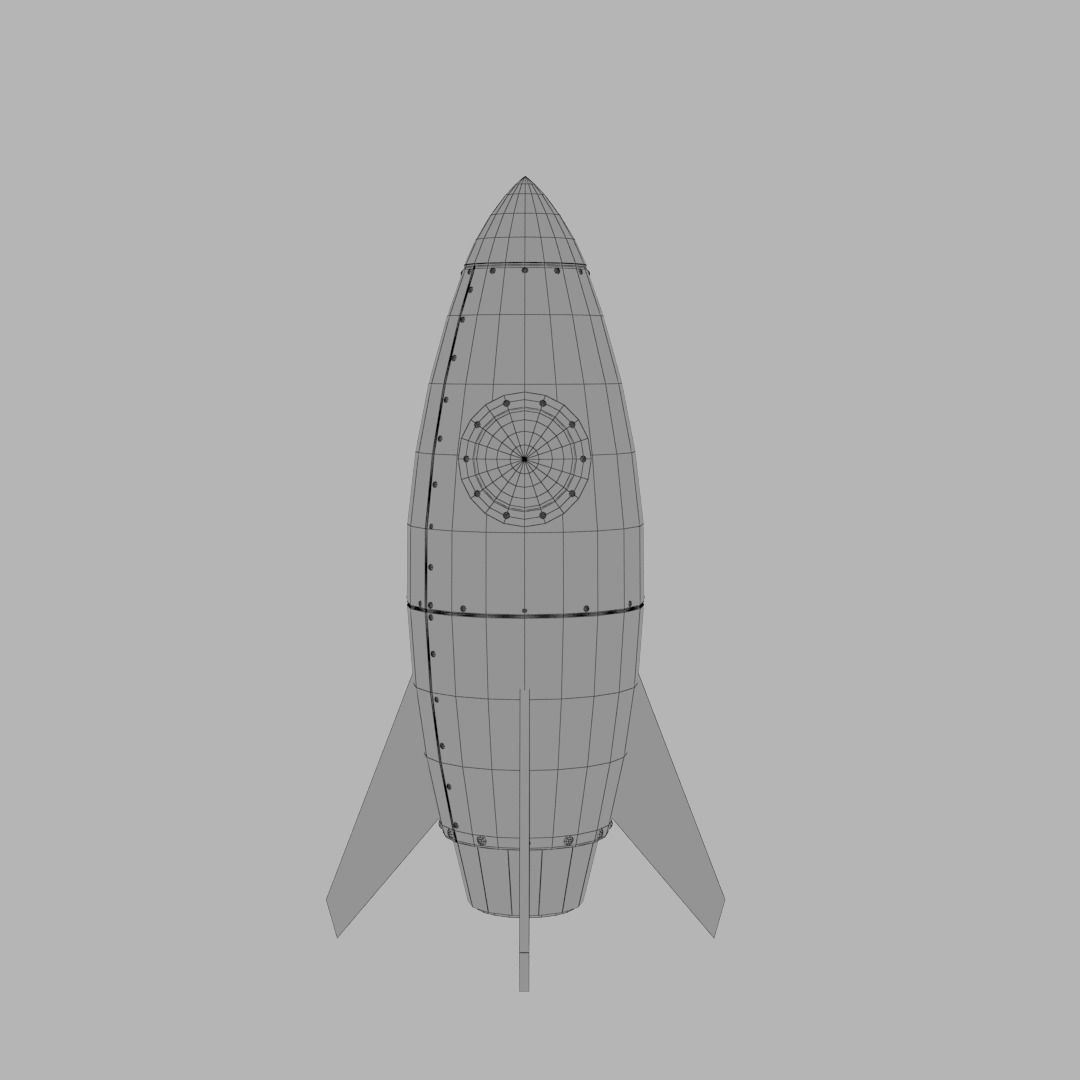Spaceship rocketship cartoon simple High and Low Poly Low-poly 3D model_4