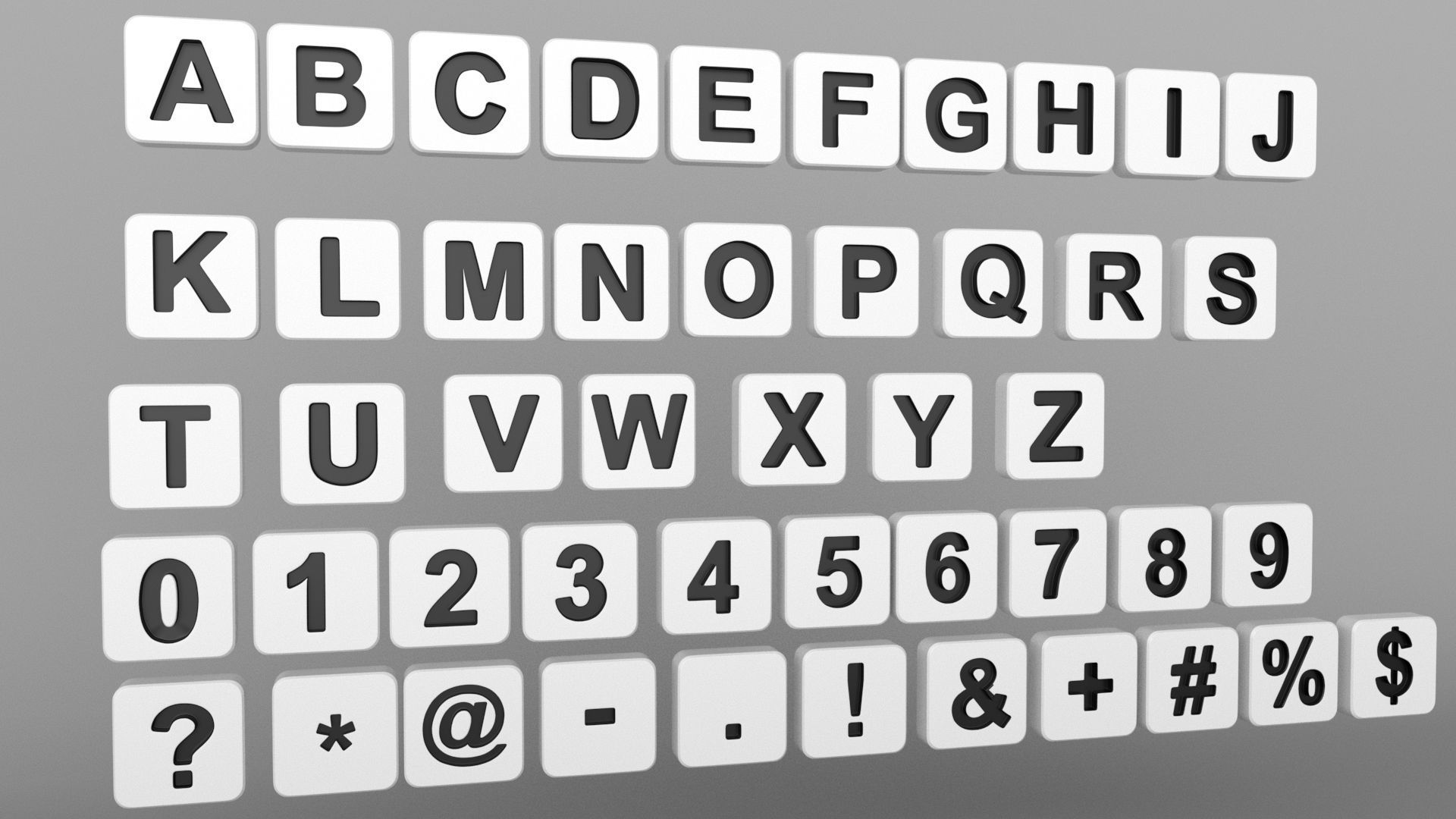 Letters  square shape  3D model_3