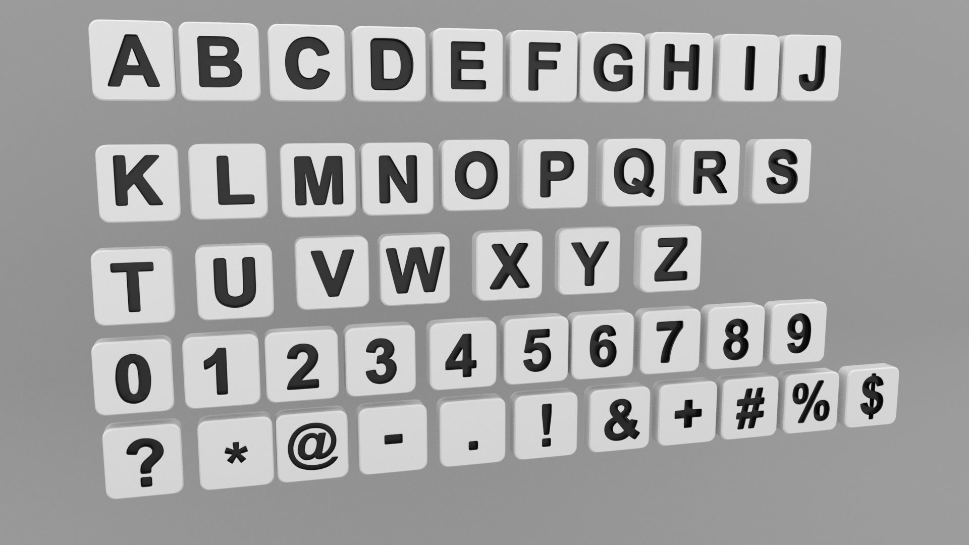 Letters  square shape  3D model_5