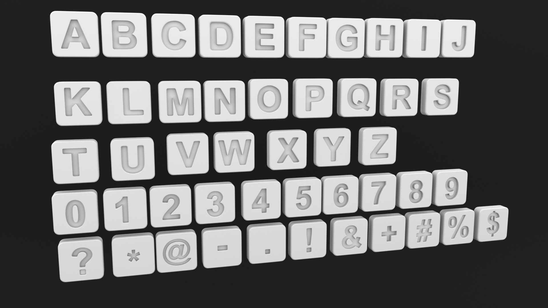 Letters  square shape  3D model_7