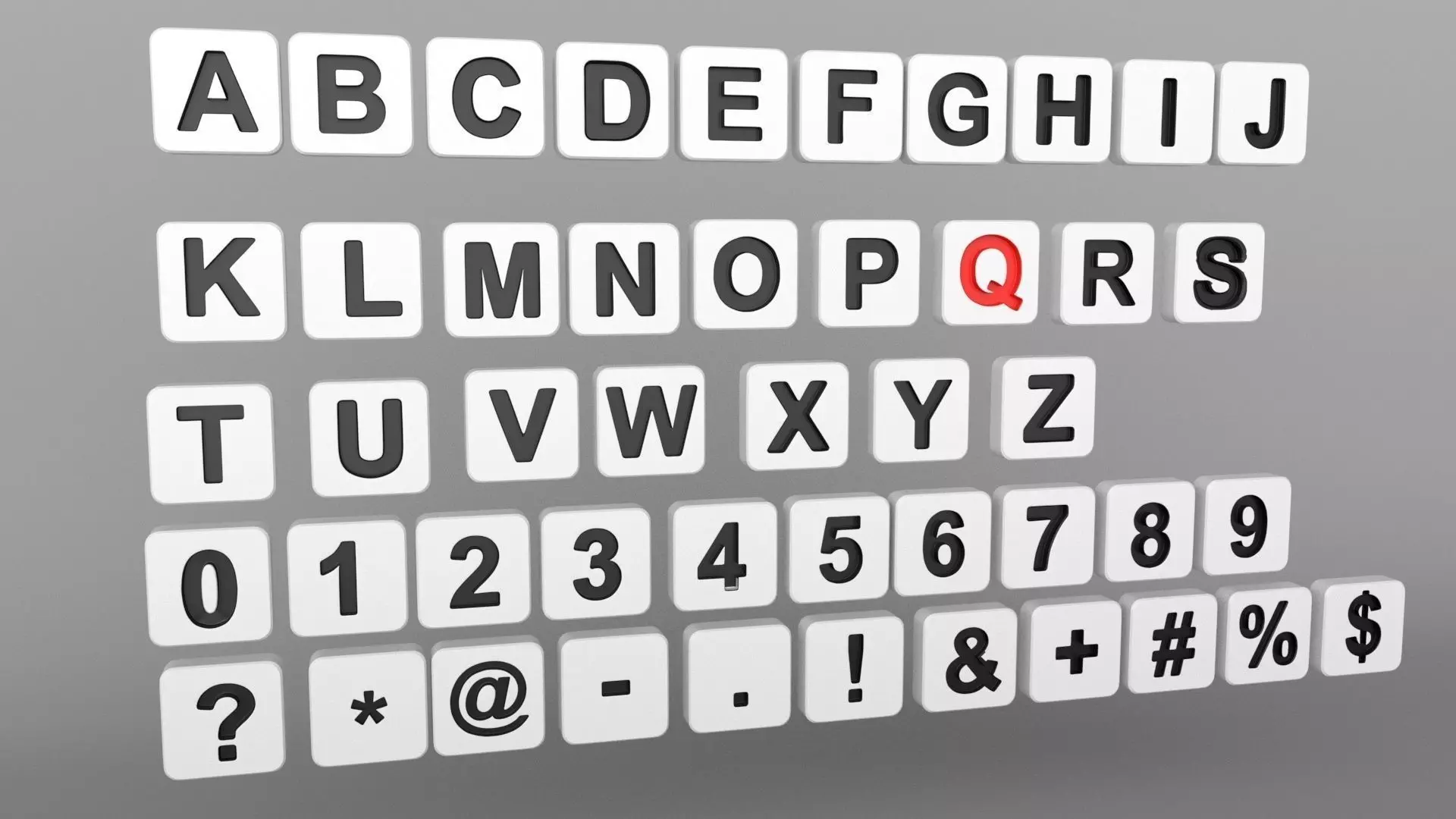 Letters  square shape  3D model_0