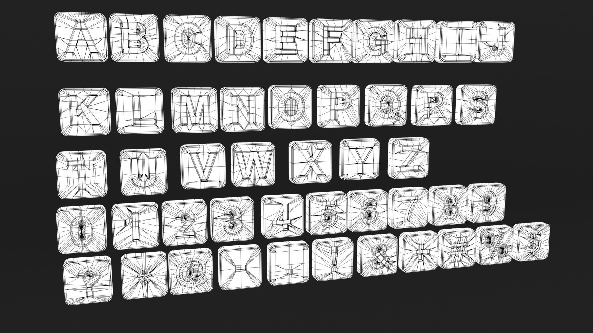 Letters  square shape  3D model_8