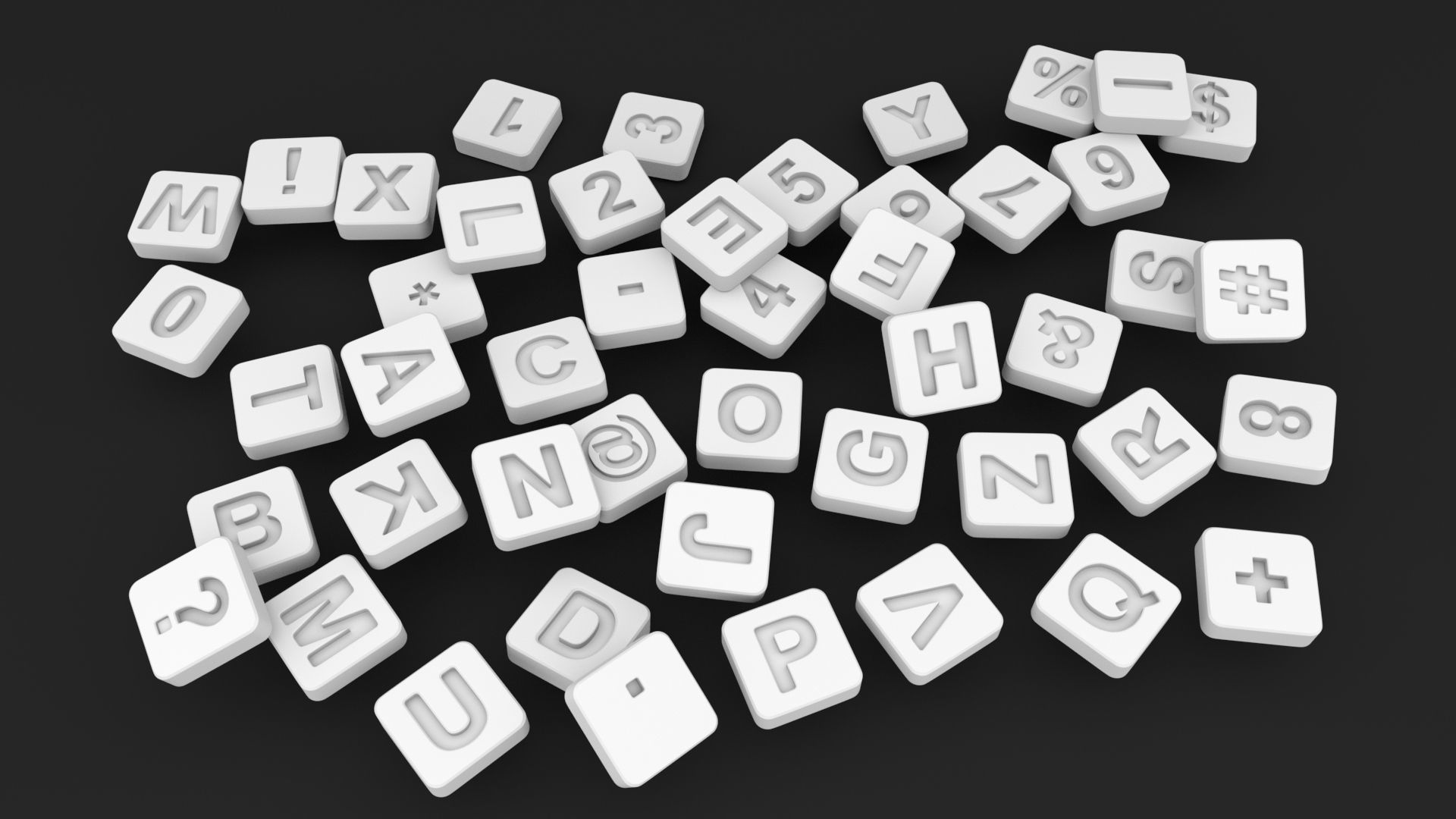 Letters  square shape  3D model_6