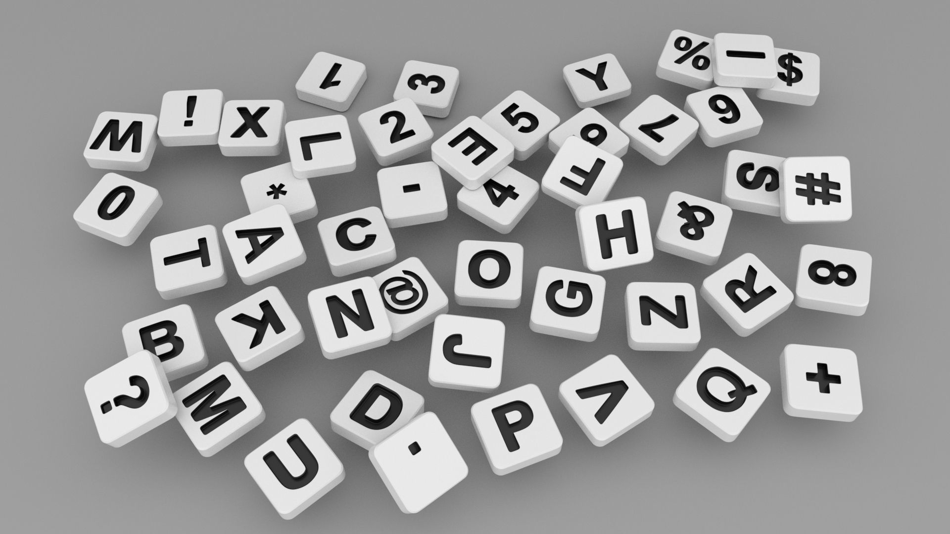 Letters  square shape  3D model_4