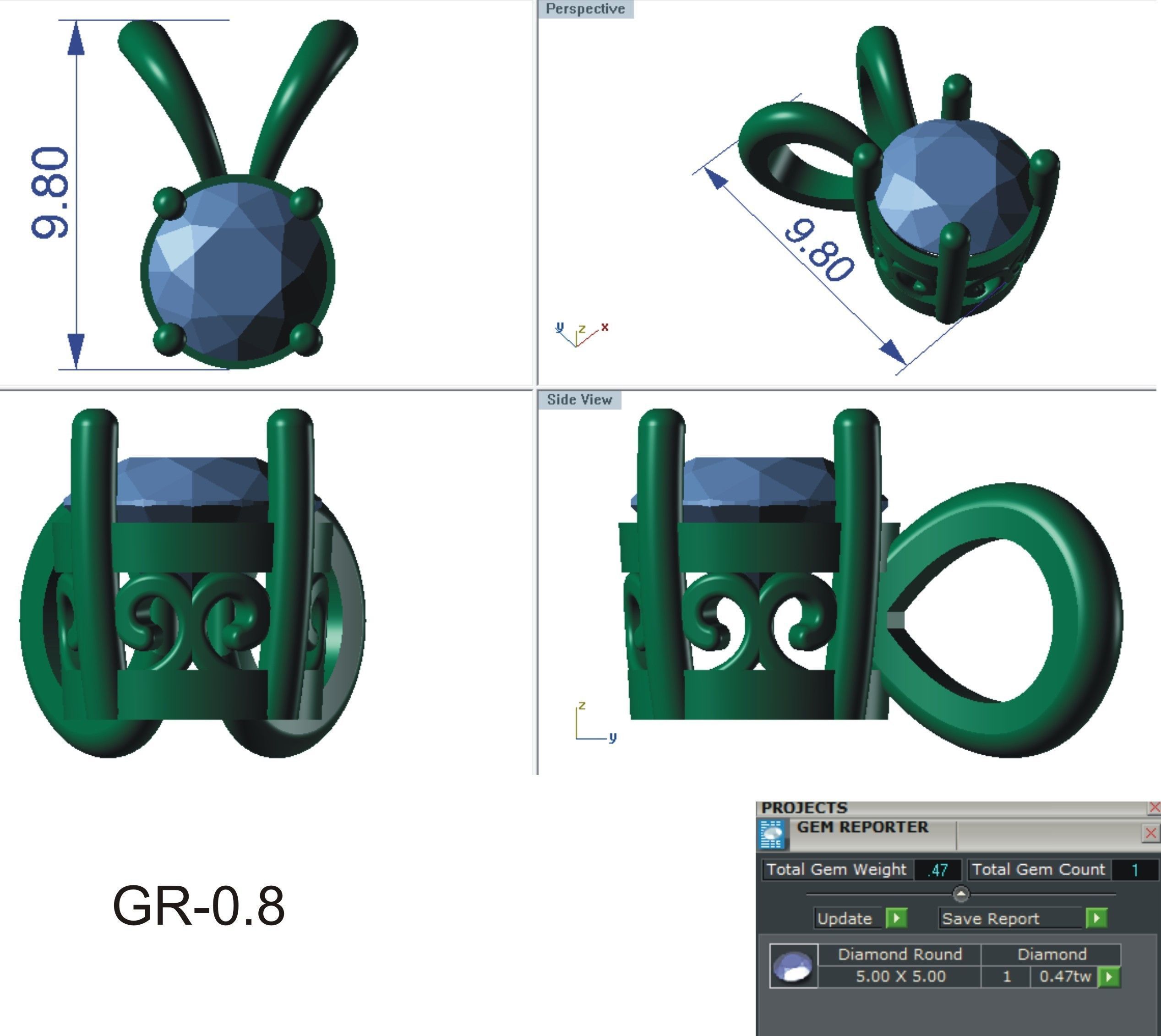 Solitaire pendant 3dm stl render detail 3D print model 3D print model_9