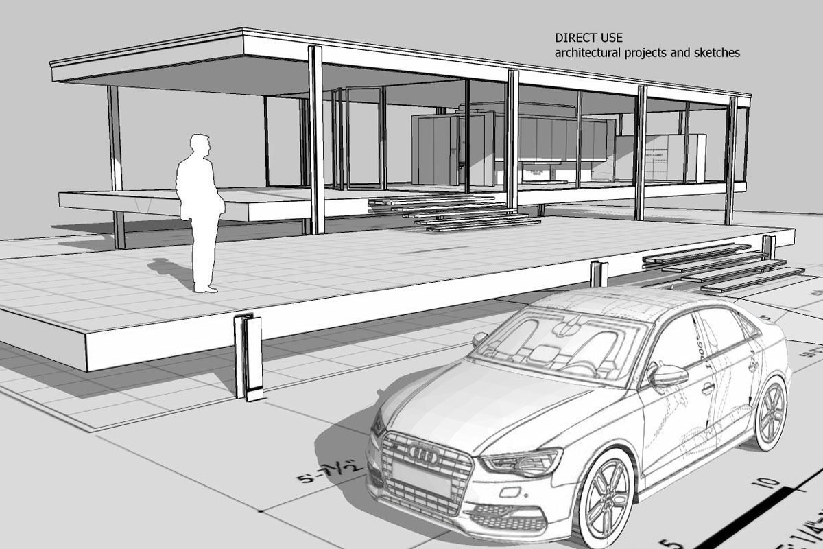 Audi A3 Limousine 3d blueprint Low-poly 3D model_10