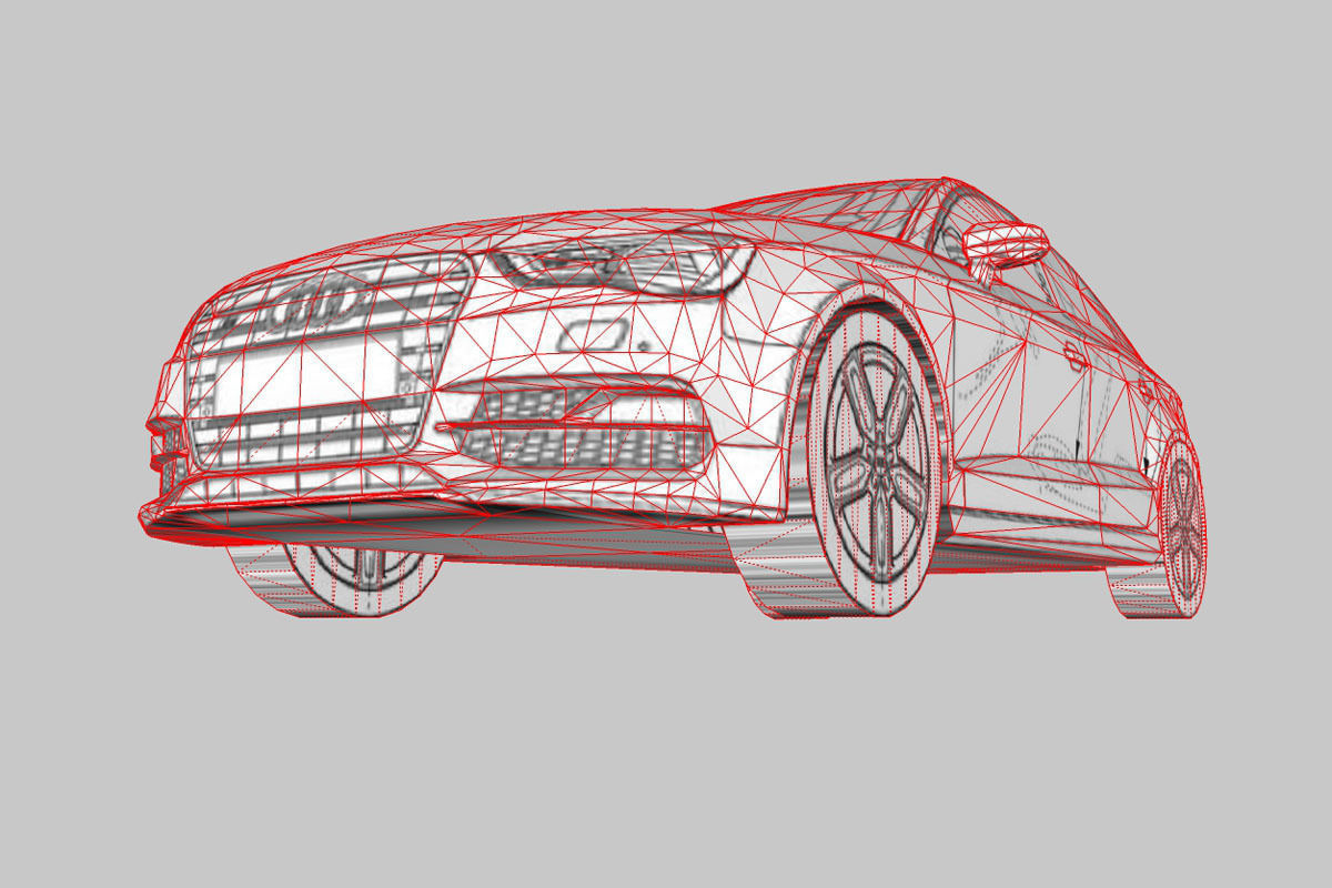 Audi A3 Limousine 3d blueprint Low-poly 3D model_8