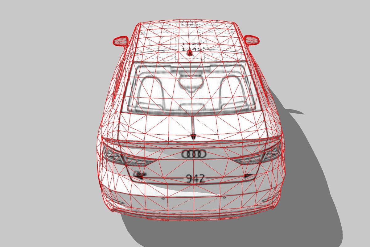 Audi A3 Limousine 3d blueprint Low-poly 3D model_7