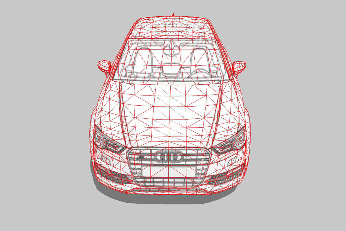 Audi A3 Limousine 3d blueprint Low-poly 3D model_3