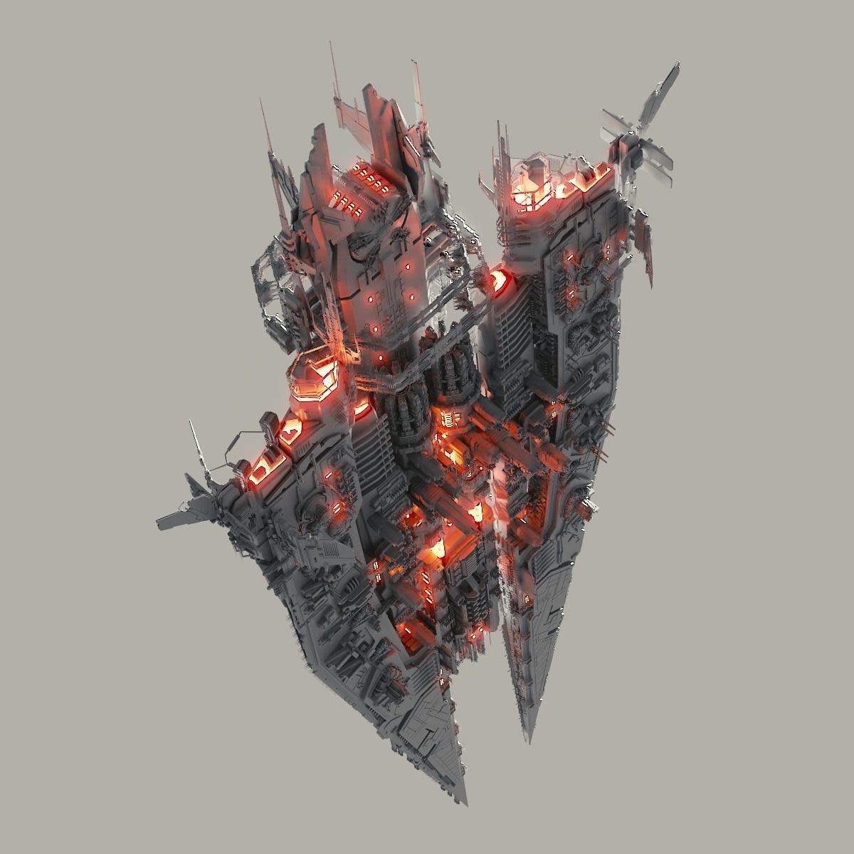 Heavy Detailed Starship 3D model_5