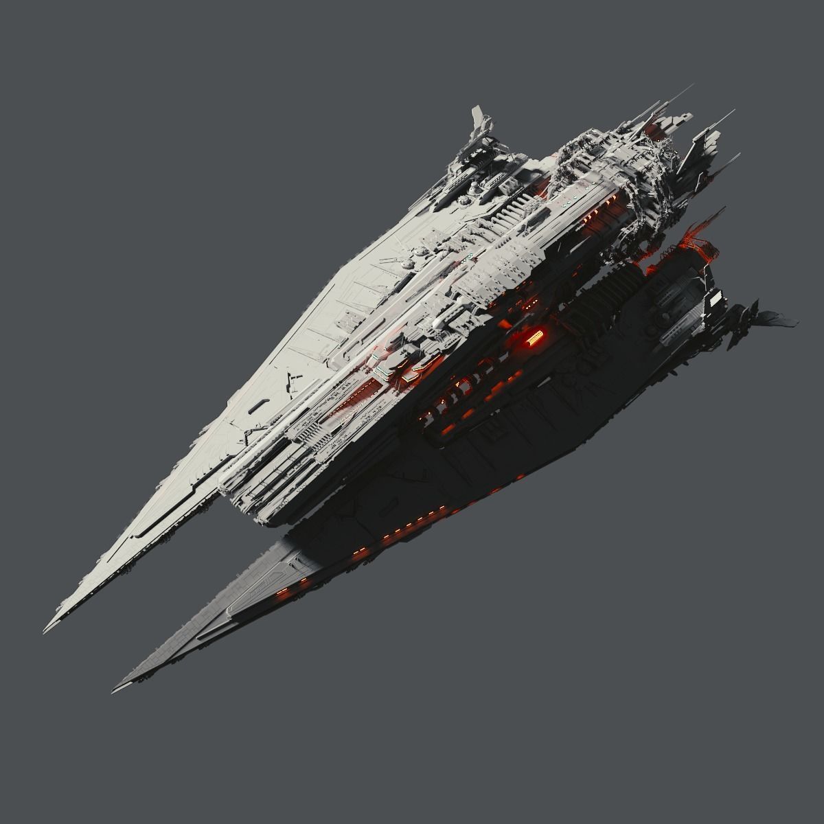 Heavy Detailed Starship 3D model_6