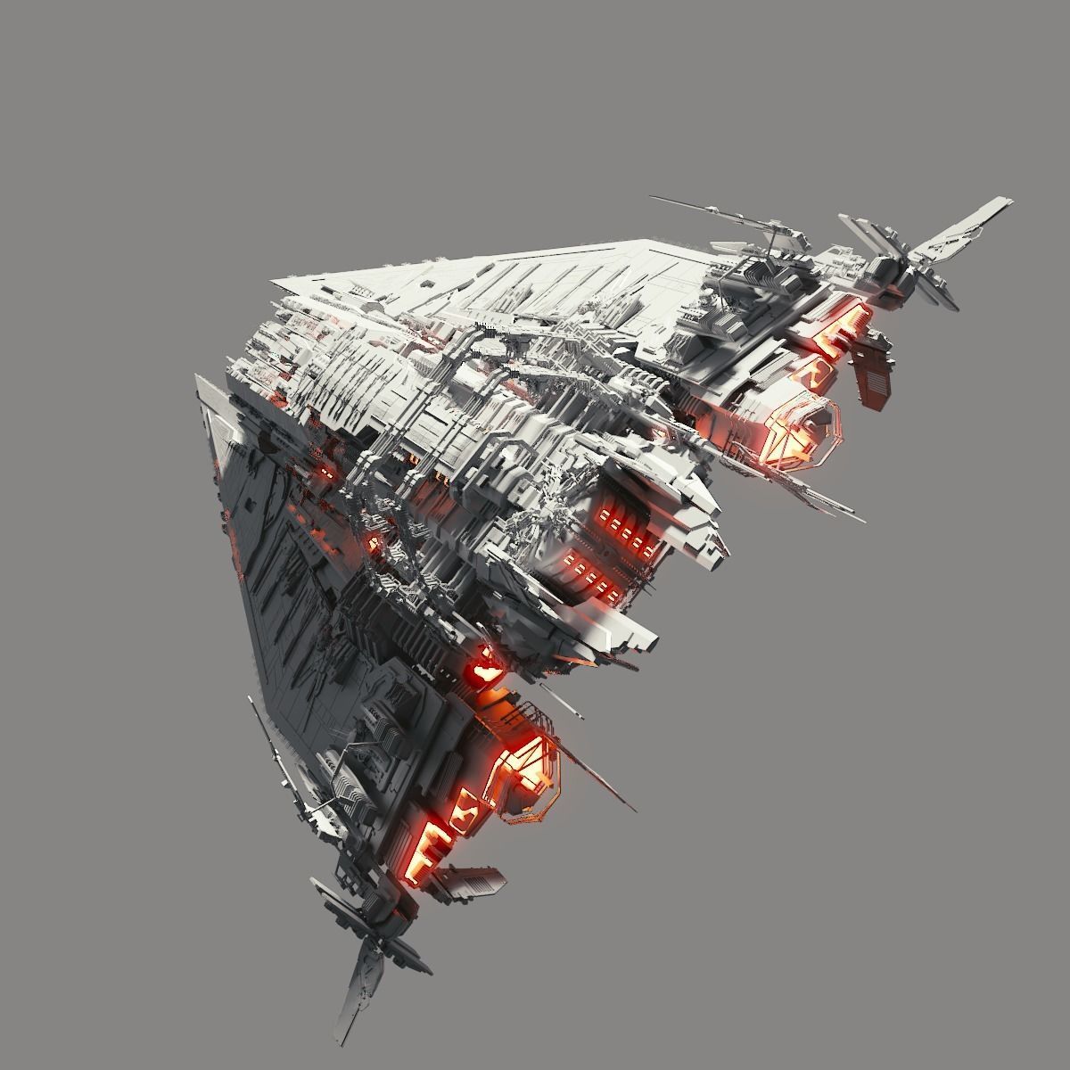 Heavy Detailed Starship 3D model_4