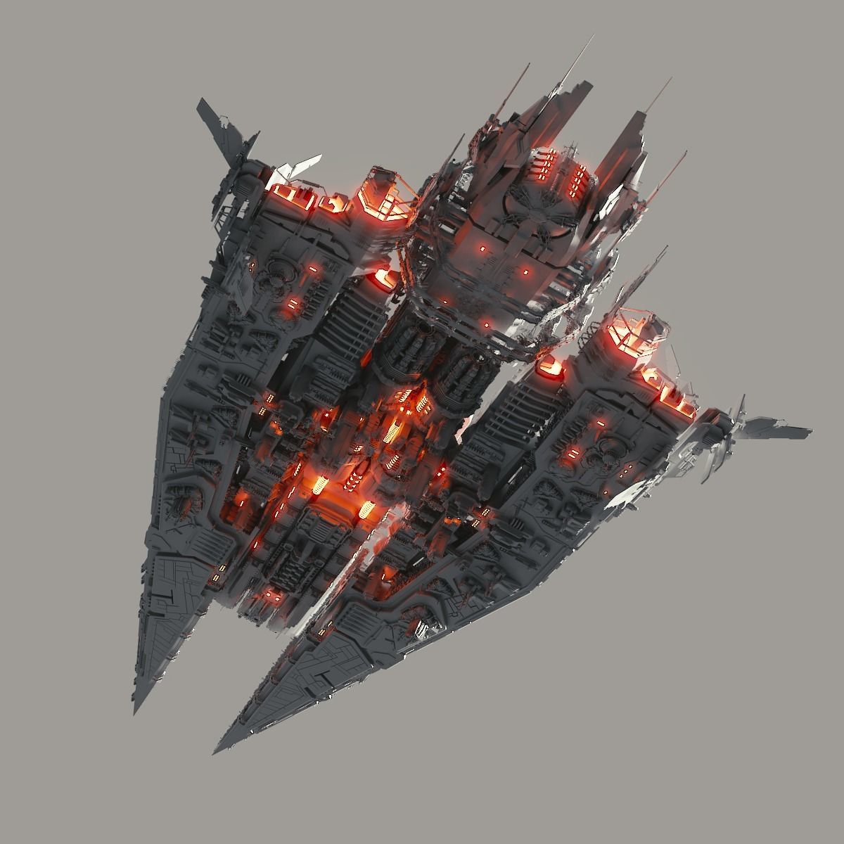 Heavy Detailed Starship 3D model_11