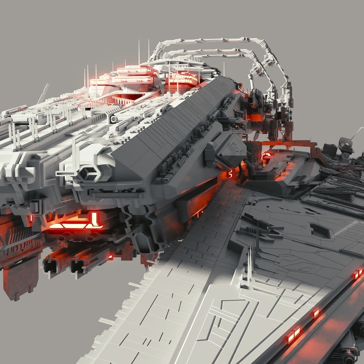 Heavy Detailed Starship 3D model_9