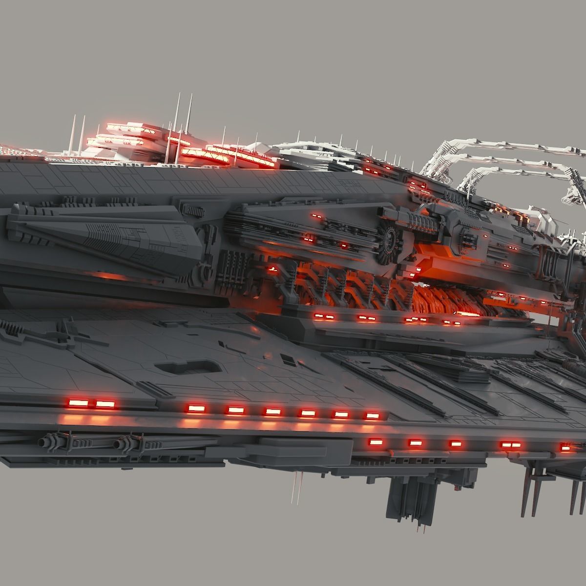 Heavy Detailed Starship 3D model_7