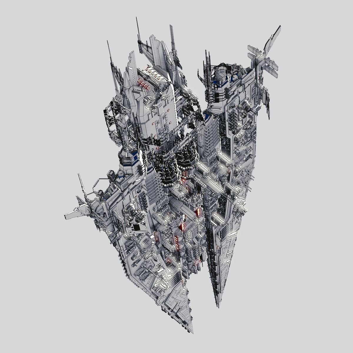 Heavy Detailed Starship 3D model_20
