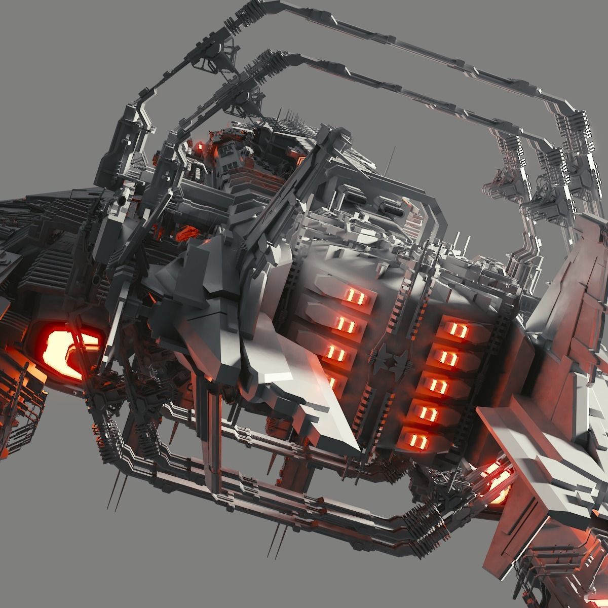 Heavy Detailed Starship 3D model_14