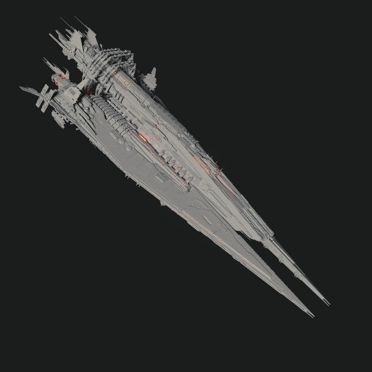 Heavy Detailed Starship 3D model_2