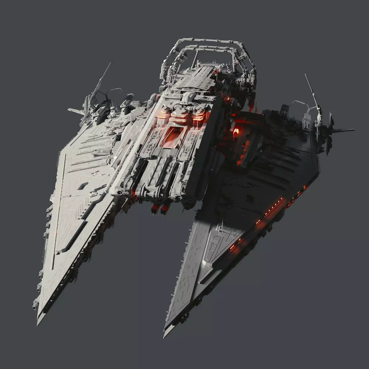 Heavy Detailed Starship 3D model_0