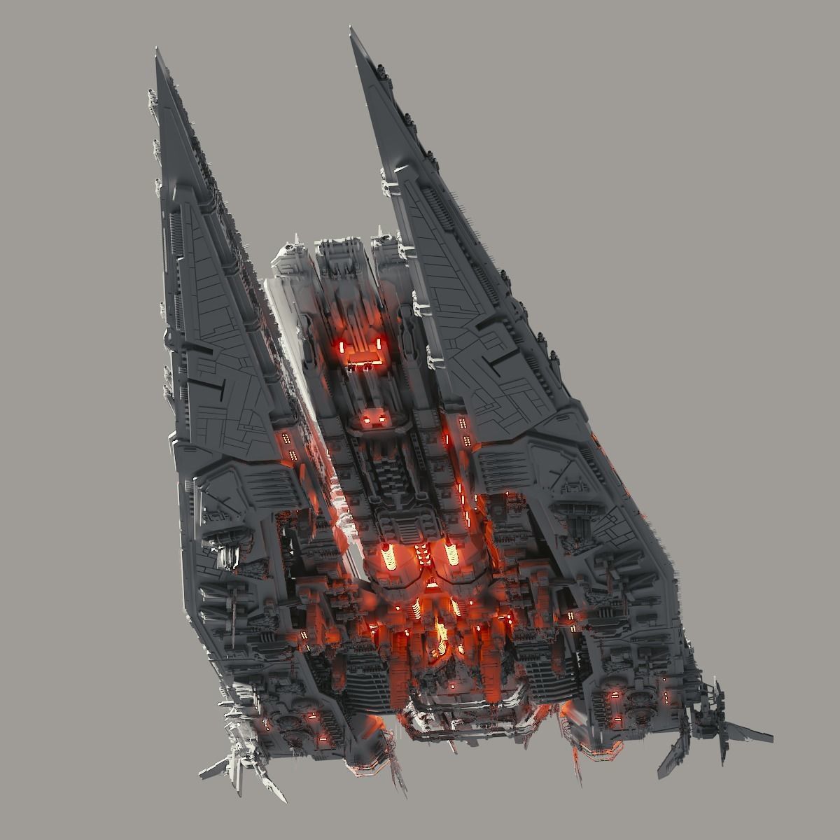 Heavy Detailed Starship 3D model_10