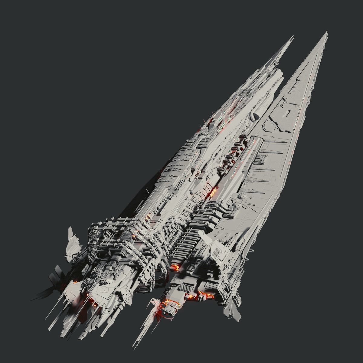 Heavy Detailed Starship 3D model_3