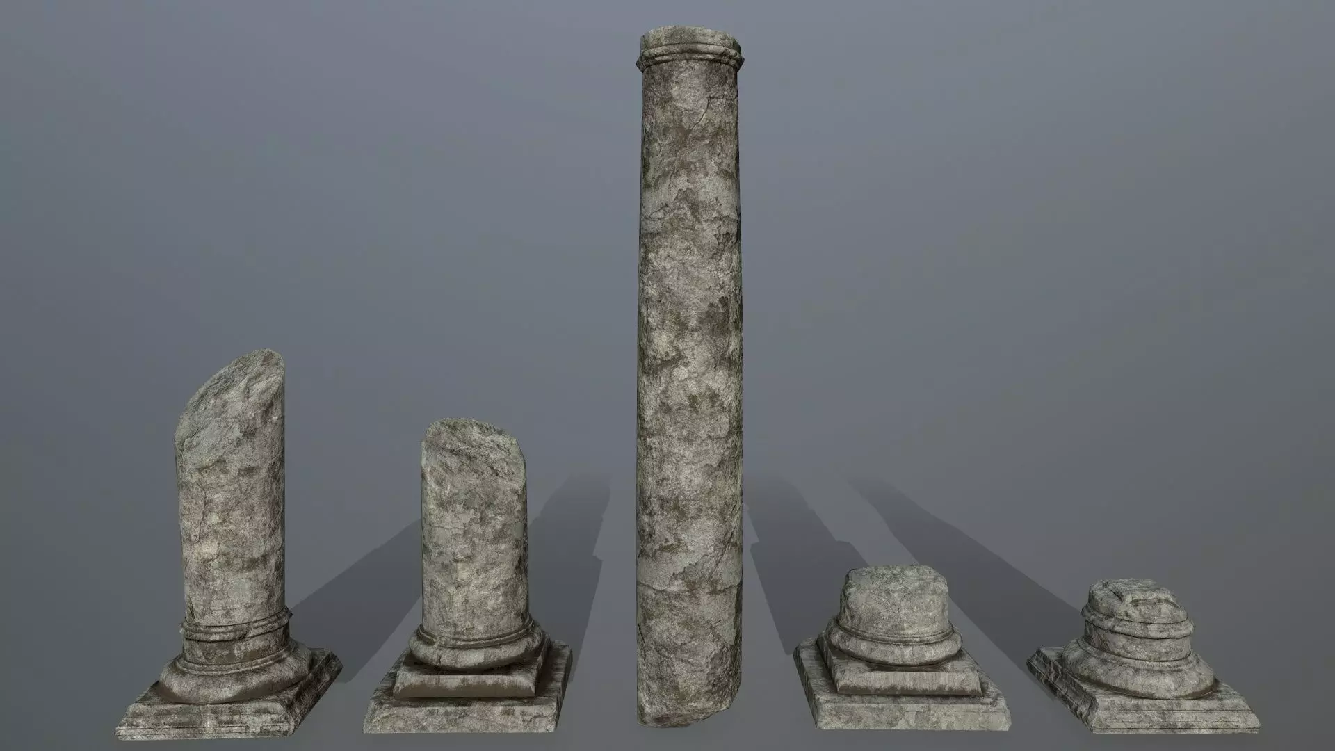 broken pillar Low-poly 3D model_0