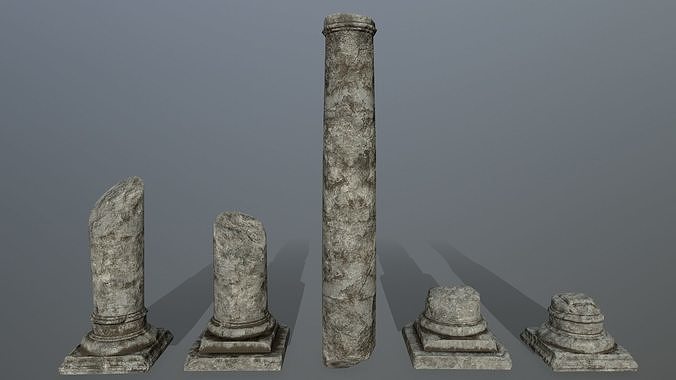 broken pillar Low-poly 3D model