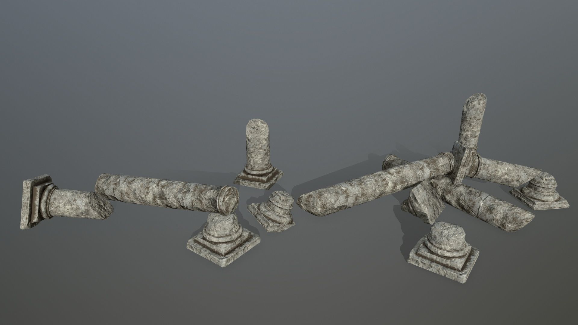 broken pillar Low-poly 3D model_7