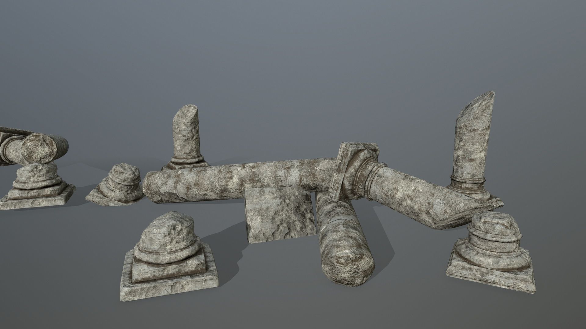 broken pillar Low-poly 3D model_6