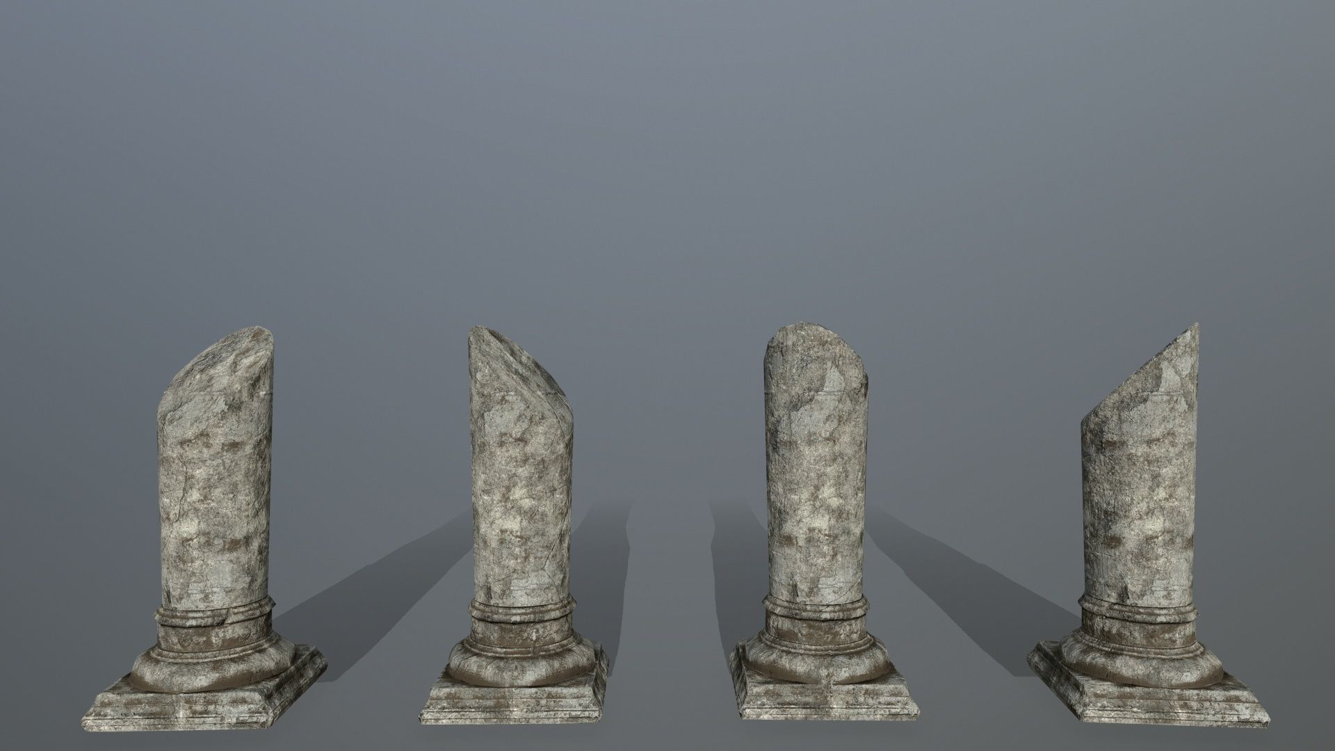 broken pillar Low-poly 3D model_2