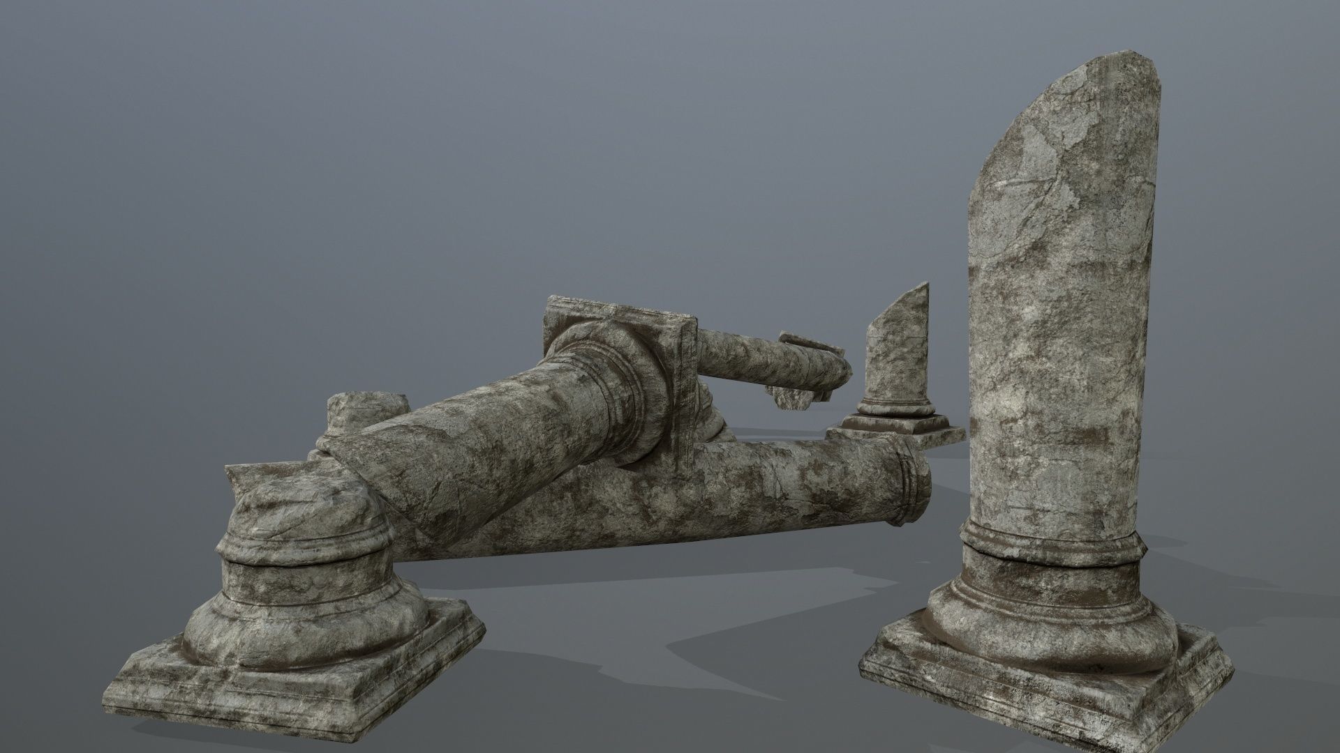 broken pillar Low-poly 3D model_1