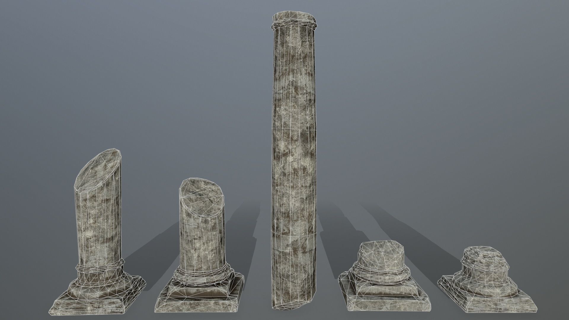 broken pillar Low-poly 3D model_9