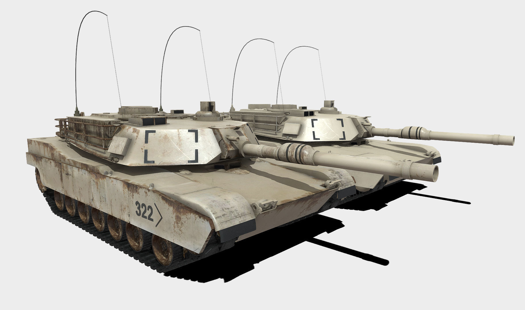 Abrams Tank Low-poly 3D model_9