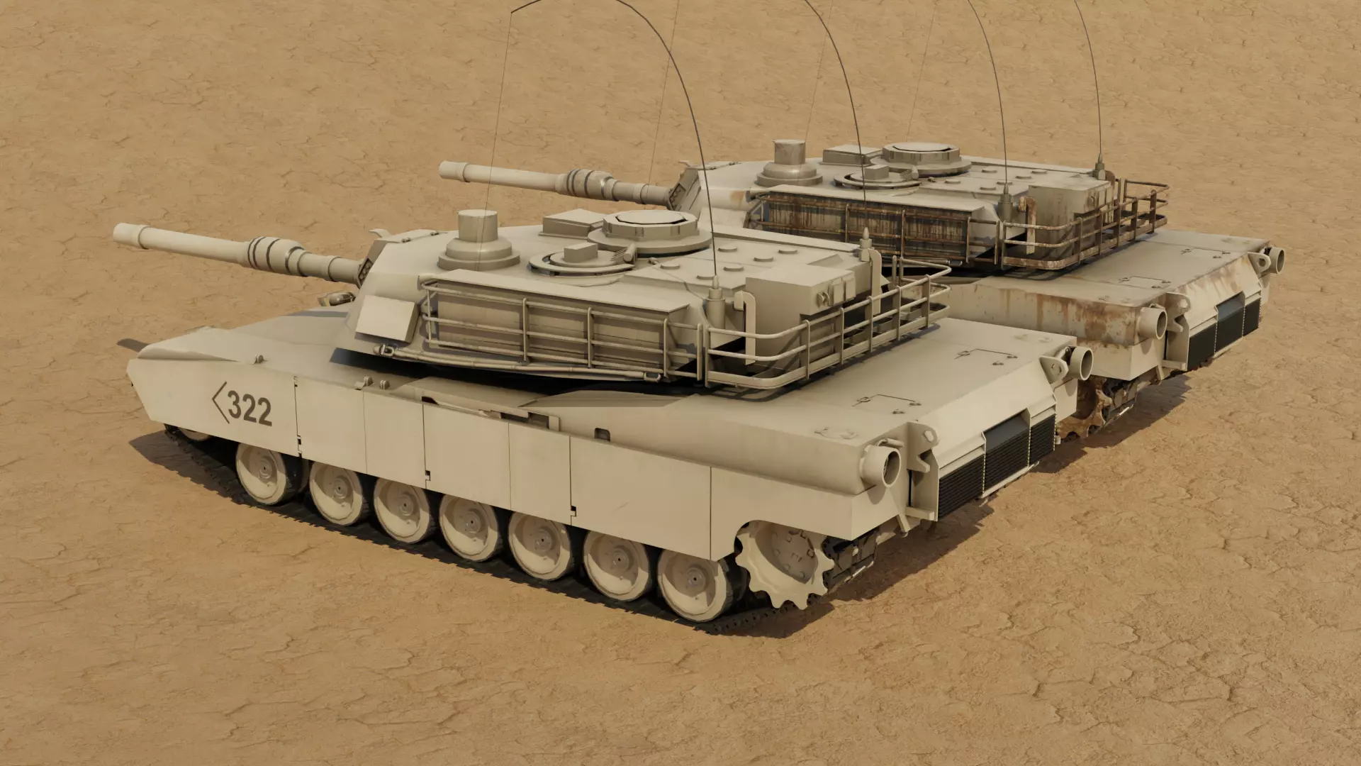 Abrams Tank Low-poly 3D model_3