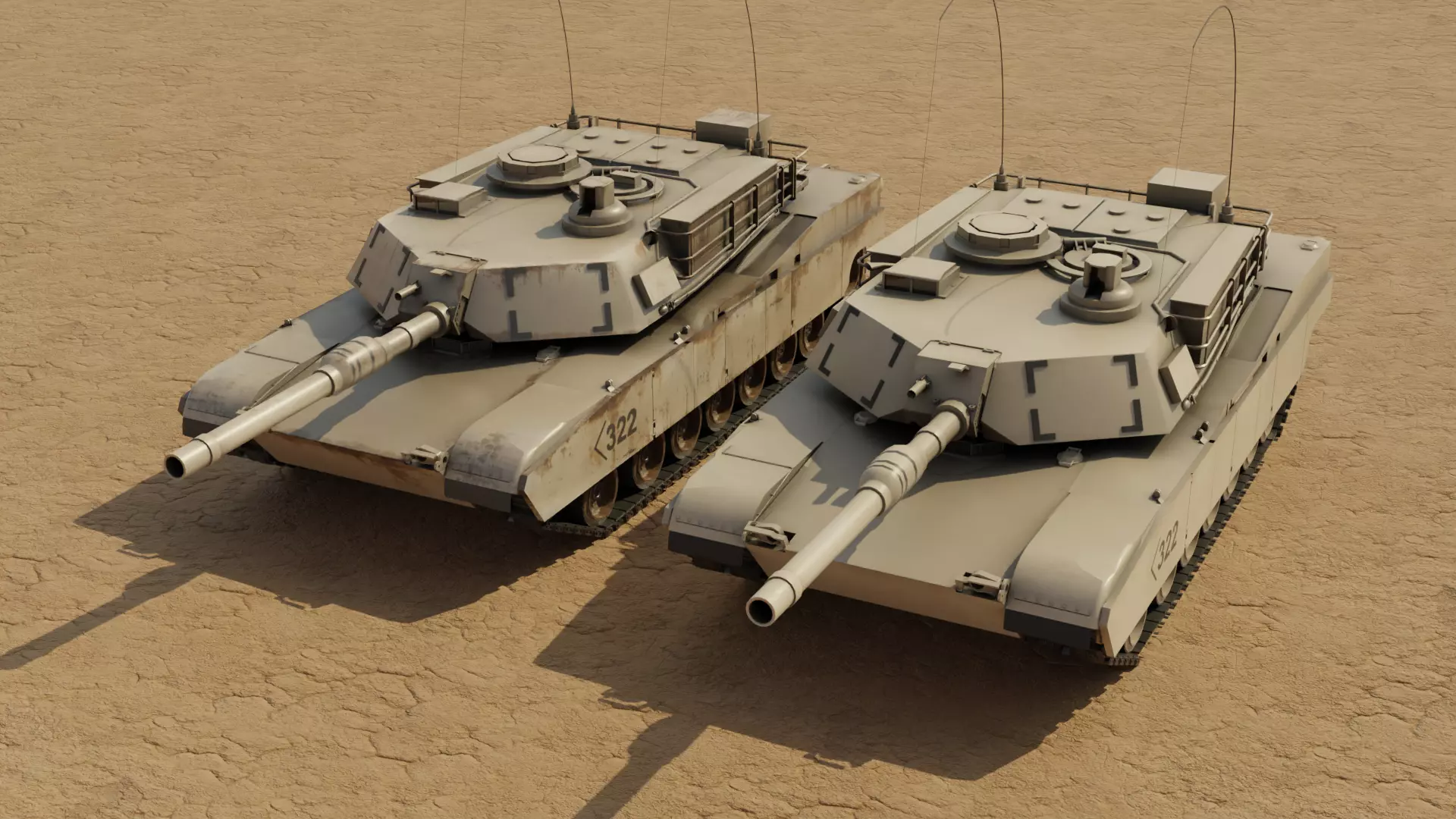 Abrams Tank Low-poly 3D model_1