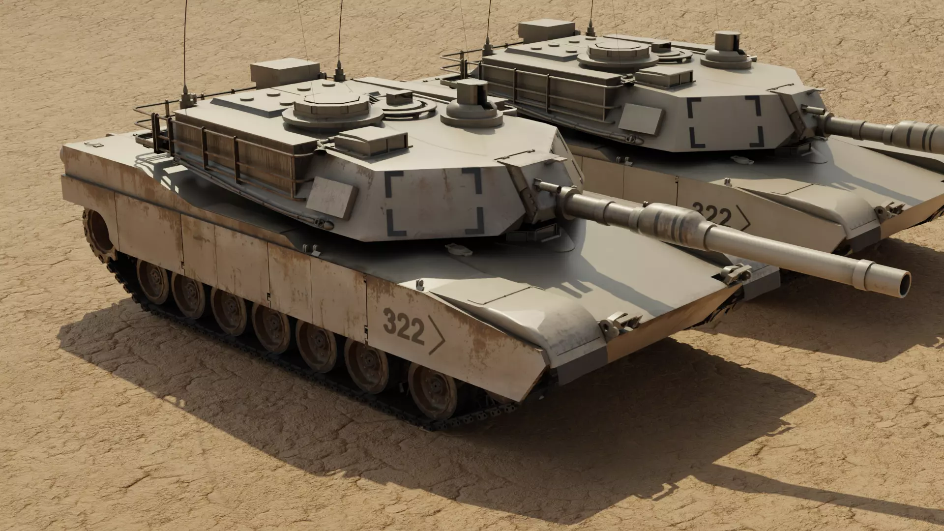 Abrams Tank Low-poly 3D model_0