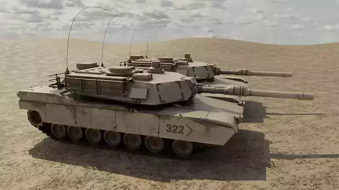M1A2 Abrams Tank Low-poly 3D model