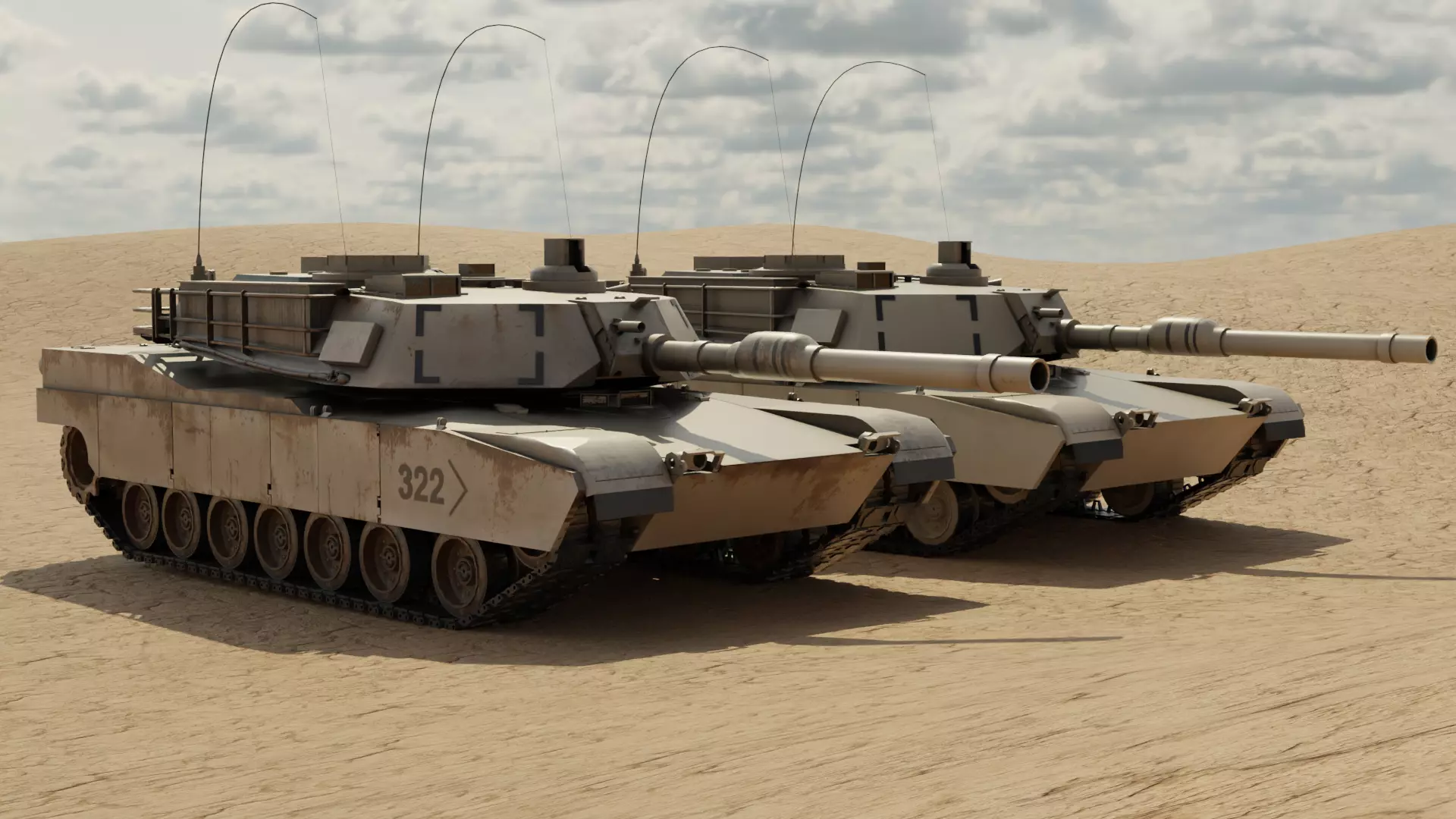 Abrams Tank Low-poly 3D model_7