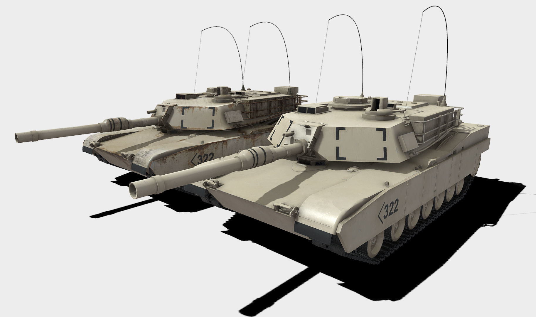 Abrams Tank Low-poly 3D model_8