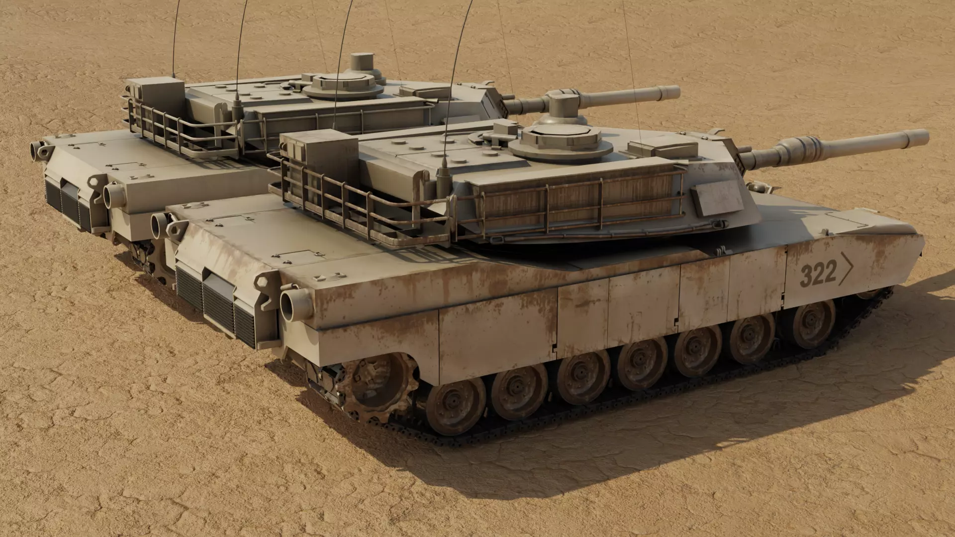 Abrams Tank Low-poly 3D model_2