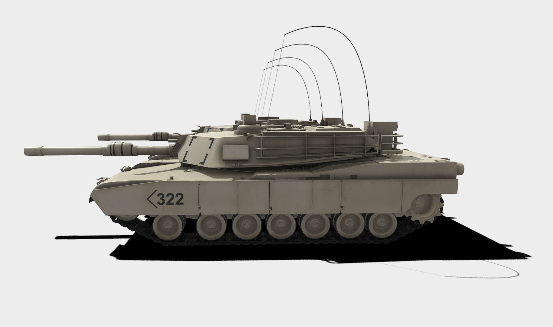 Abrams Tank Low-poly 3D model_12