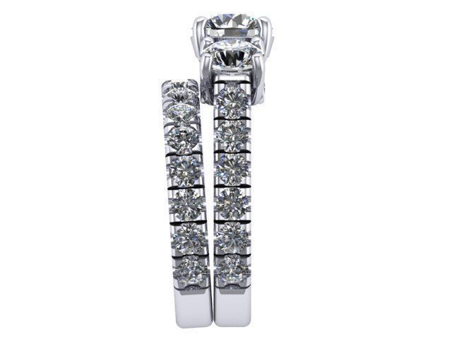 Three stone ring with matching band 3D print model_2