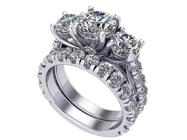 Three stone ring with matching band
