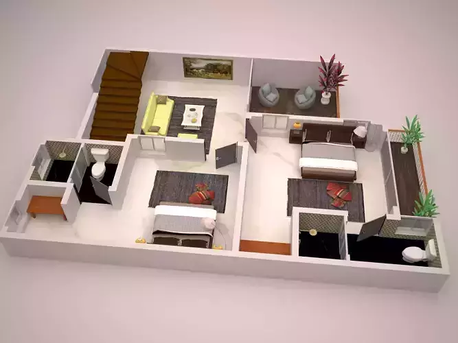 detailed floor plan 3d 3D model