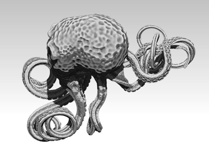 Octopus King Detailed Drawing 3D print model_3