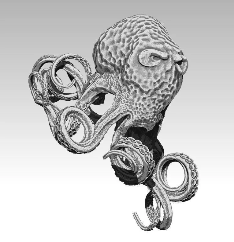Octopus King Detailed Drawing 3D print model_0