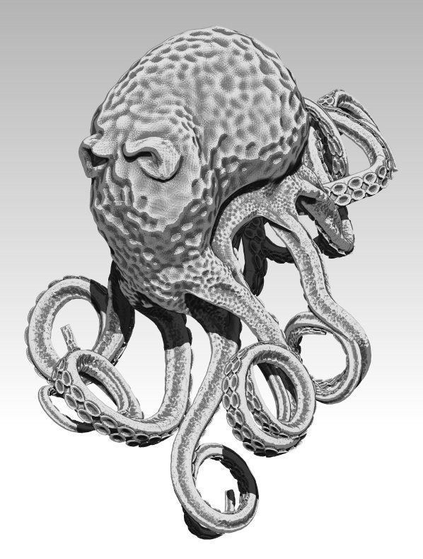 Octopus King Detailed Drawing 3D print model_1