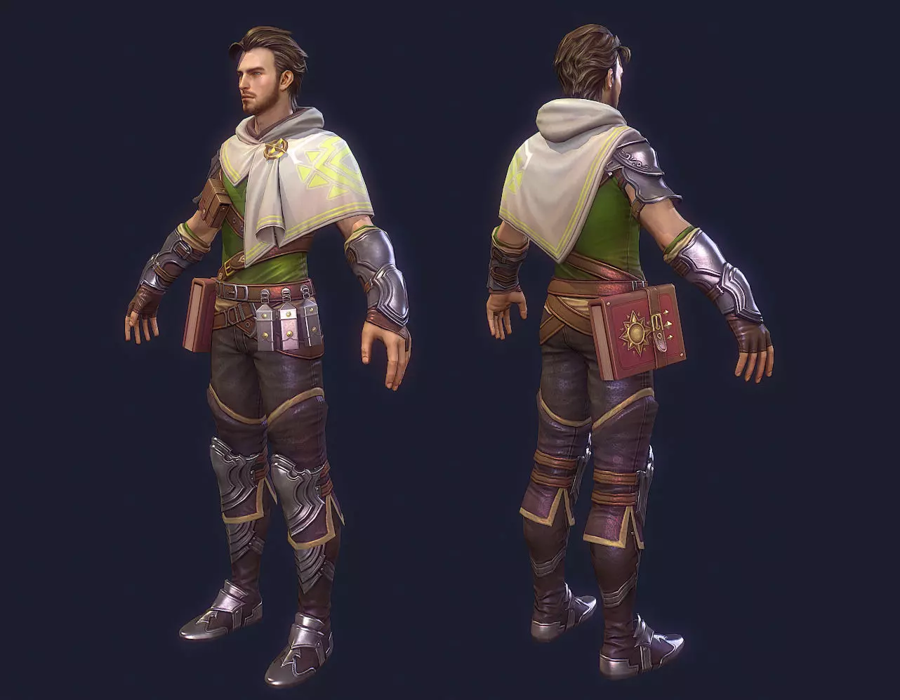 Priest man Cloak Armor Warrior Magic Book Master minister Low-poly 3D model_0