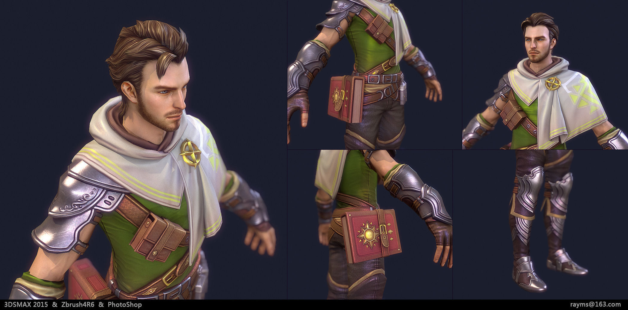 Priest man Cloak Armor Warrior Magic Book Master minister Low-poly 3D model_4