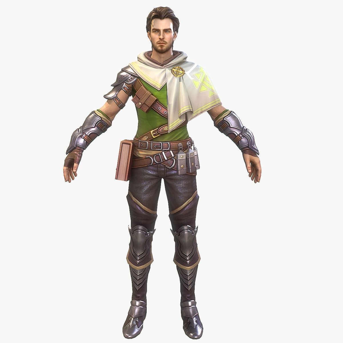 Priest man Cloak Armor Warrior Magic Book Master minister Low-poly 3D model_8